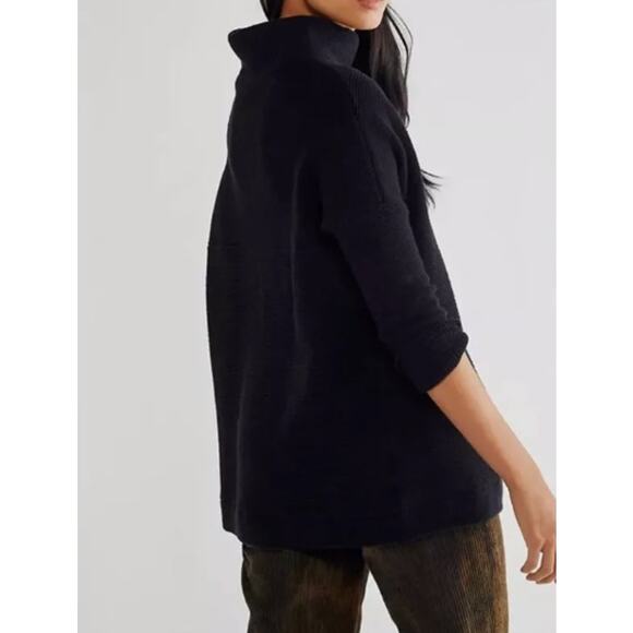 Free People XSmall Black Ottoman Slouchy Tunic Sweater Pullover Cotton Oversized - Picture 12 of 12